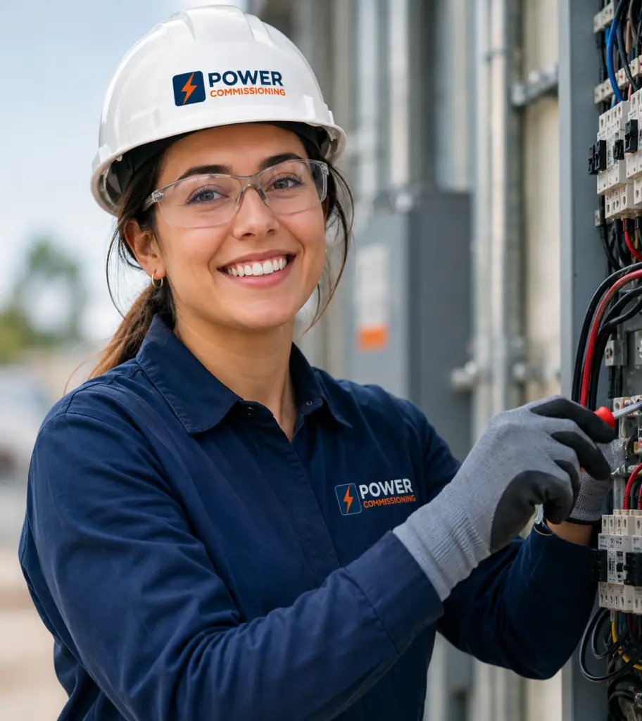 confident electrician working in industrial setting