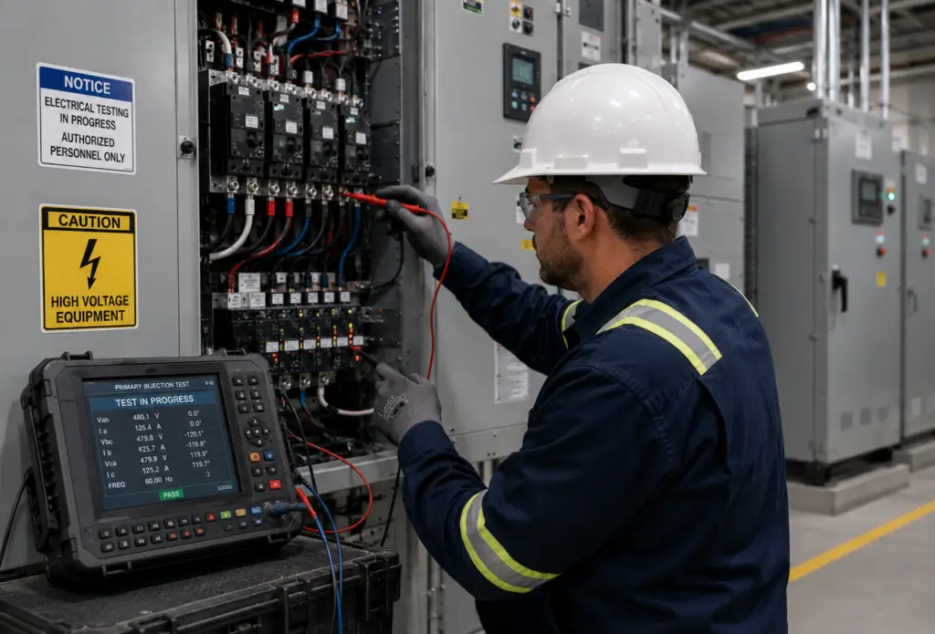 electrical testing in progress