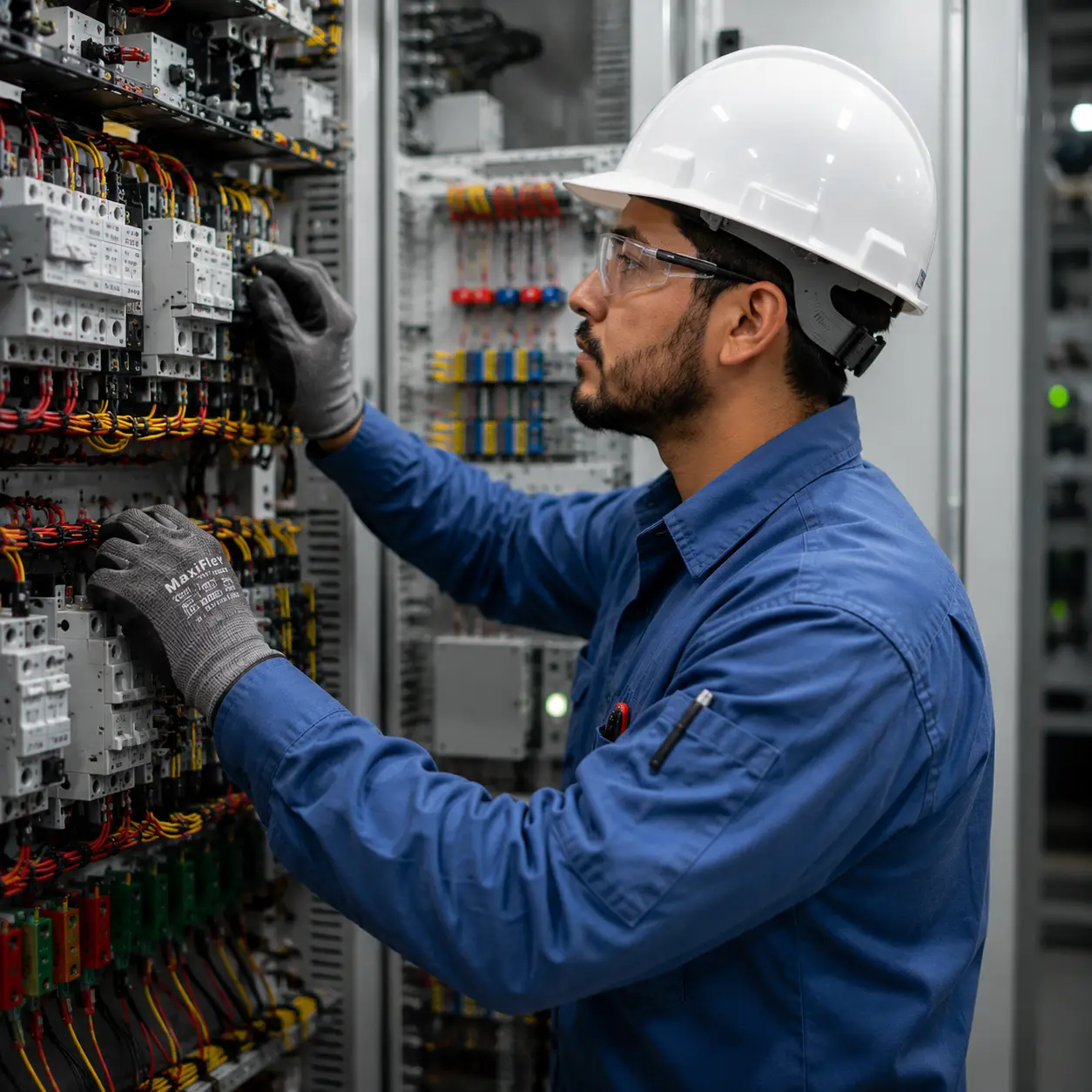 electrician working on control panel
