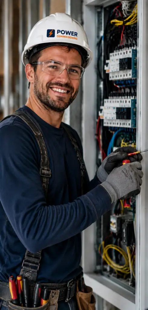 electrician working on electrical panel