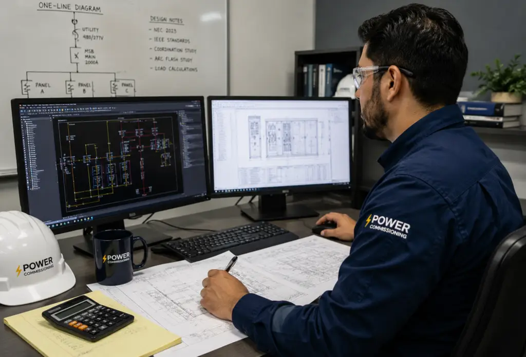 focused engineer at work in office