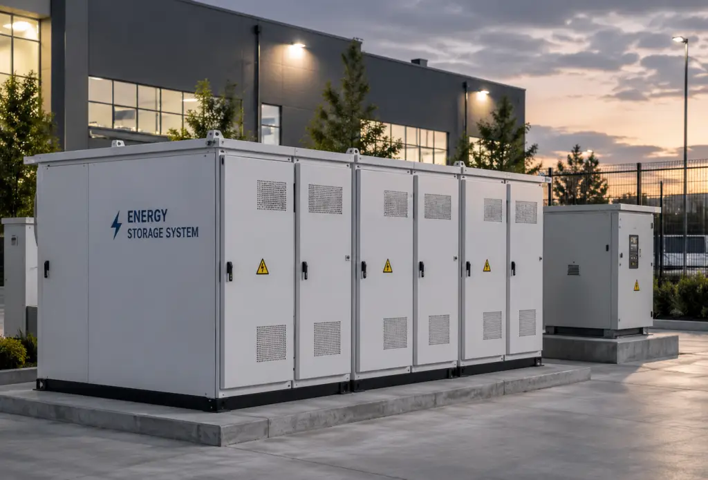 twilight at energy storage installation